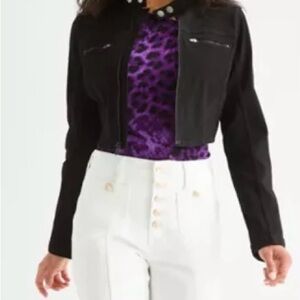 Bold Elements Dark-Wash Cropped Denim Jacket | Moto-Inspired Fit